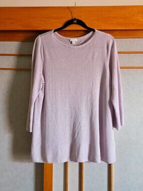 J. Jill sz L Tunic Top Lilac Lavender Linen Blend Lightweight Sweater Long Sleev